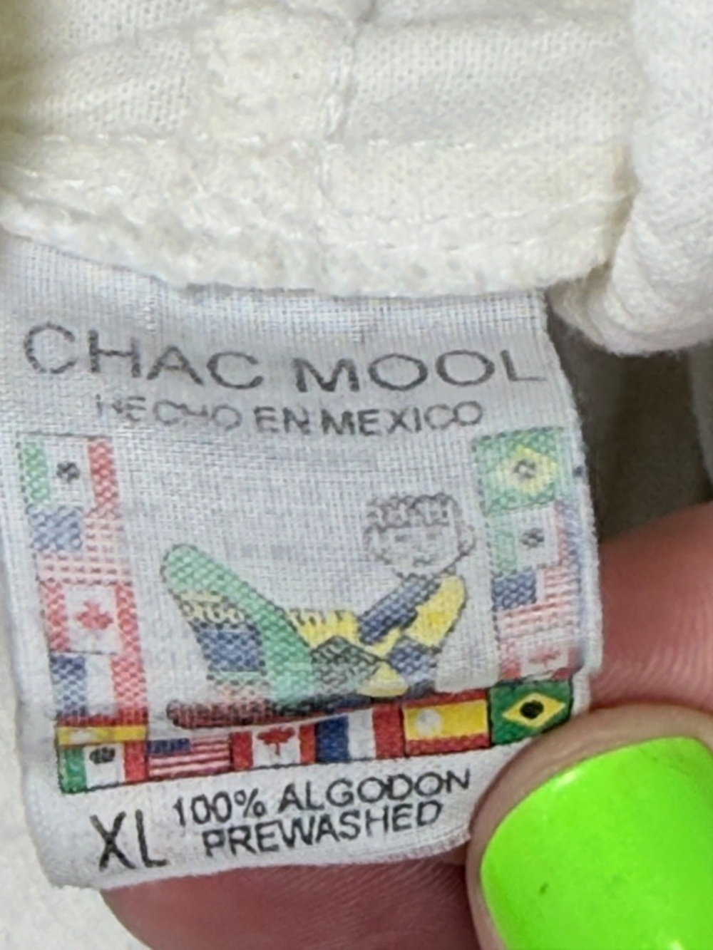 Chac Mool Vintage 90s Cozumel Mexico Graphic Zip Up Hoodie White XL EUC - Picture 8 of 8